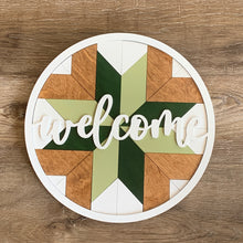 Load image into Gallery viewer, Barn Quilt Welcome Door hanger Sign
