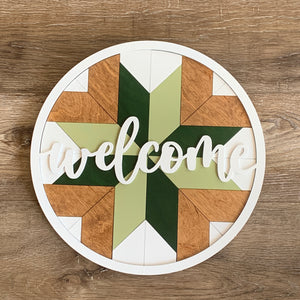 Barn Quilt Welcome Door hanger Sign