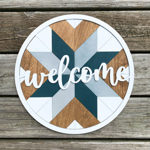 Barn Quilt Welcome Door hanger Sign